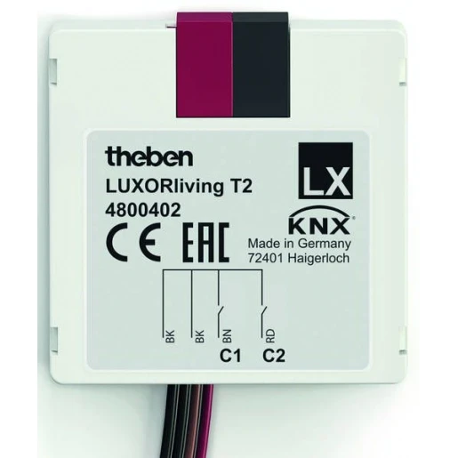 Theben LuxorLiving Impulsdrukkerinterface 2-voudig 5V AC/DC KNX inbouw 4800402