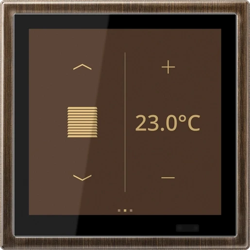 Jung LS range Touch ruimtecontroller KNX messing RAL 8014 ME459D1SAT