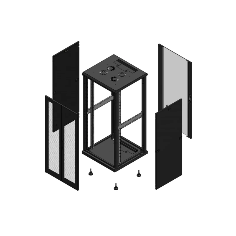 Gigamedia Vloer patchkast AV dubbel PER AR enkel VER 19" 26HE 600x600mm Zwart GGM 702666PPDPVS