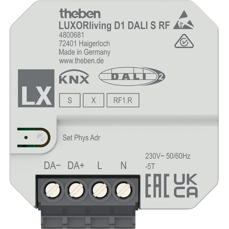 Theben LUXORliving draadloze DALI-actor 1-voudig inbouw (LUXORLIVING D1 DALI S RF)