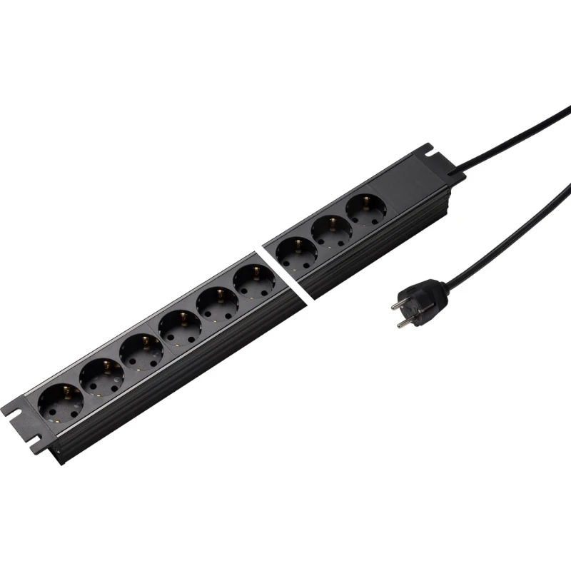 Martin Kaiser Contactdooscombinbatie 19" 9-voudig ra zwart snoer 1,5m
