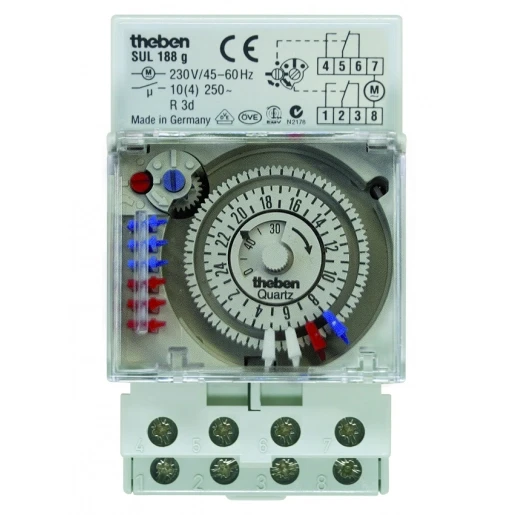 Theben Suleika Analoge schakelklok paneelbouw AC DIN-rail 10A 230V 2 kanalen 1880033