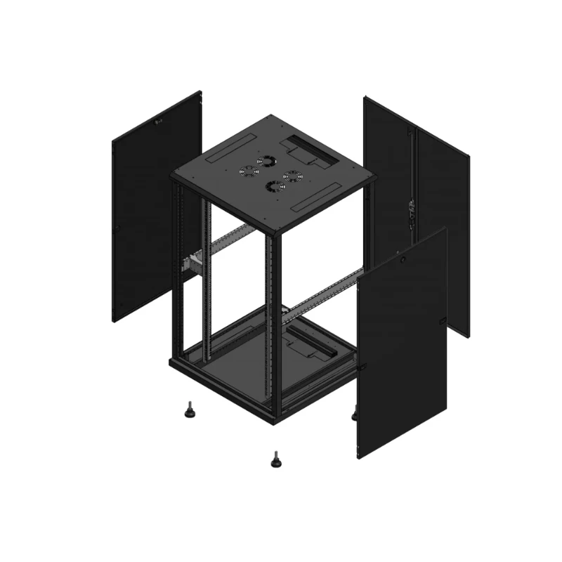 Gigamedia Vloer patchkast SP AR dubbel TOL 19" 26HE 800x800mm Zwart GGM 702688SPPTD