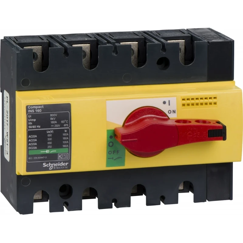 Schneider Electric COMPACT INS160 4P LASTSCHAK ROOD/GEEL