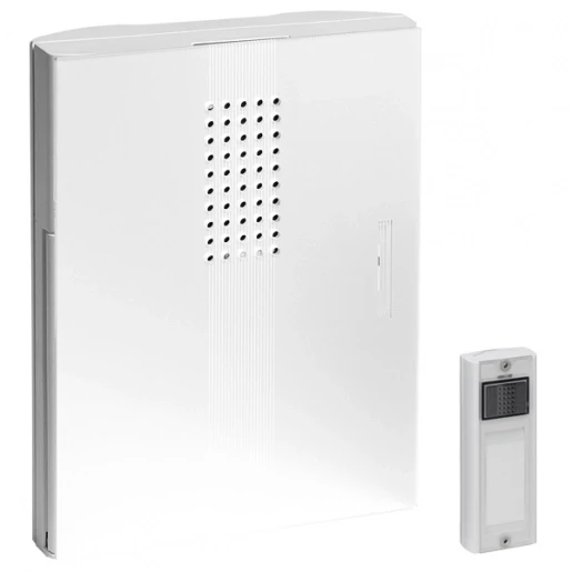 Grothe Mistral Gong met drukker/zender flits voorkant hoogglans 86dB AC/DC Wit 500m Draadloos 714247