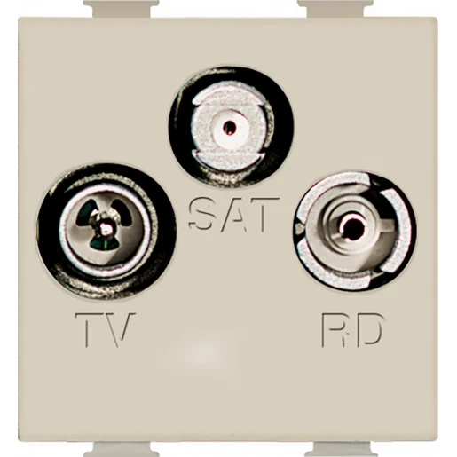 Bticino Magic antenne contactdoos moduledrager 3v TV/RD/SAT rijgdoos 1.5dB IP20 BTA5210M2D