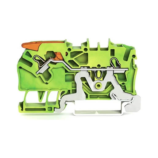 Wago 2-DRAADS AARDKLEM MET HENDEL EN PUSH-IN CAGE CLAMP 2,5MM² GROEN-GEEL