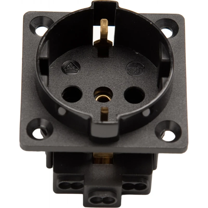 Martin Kaiser inbouw toestelcontactdoos ra + shutter 50 x 50 mm 250V 16A IP20 zwart 385K/1/SW