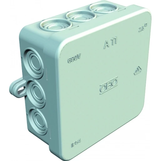 OBO Kabeldoos 2,5mm2 660v ip54 85x85x40 pe zuiver wit ral 9010