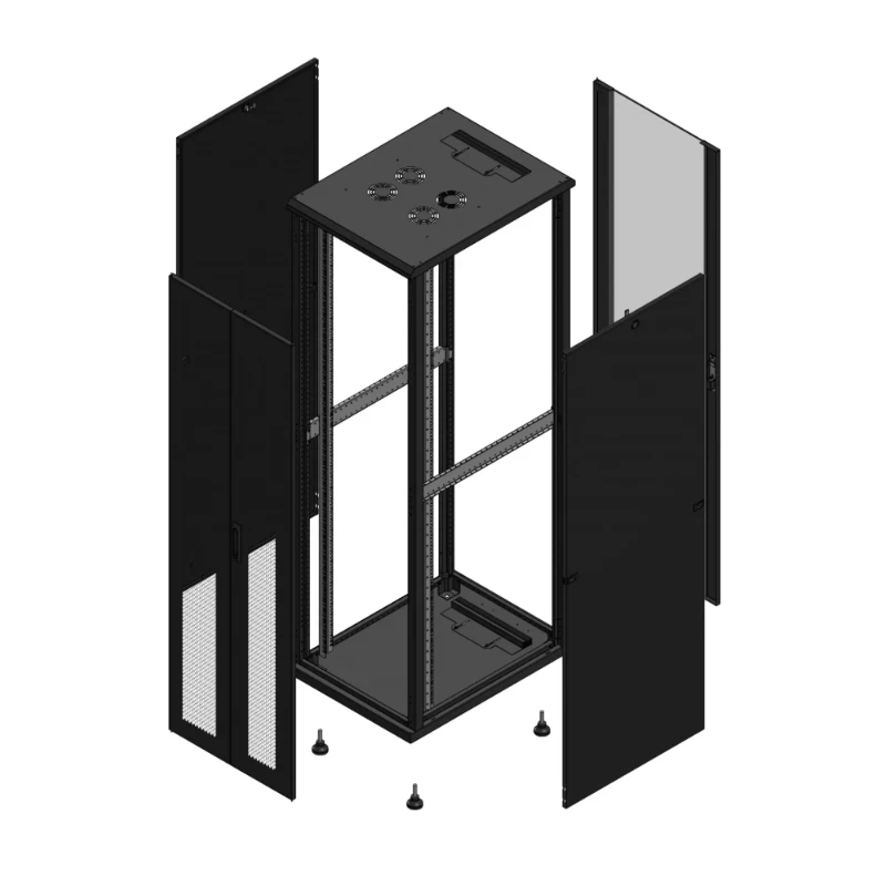 Gigamedia Vloer patchkast AV dubbel PER AR enkel VER 19" 42HE 600x800mm Zwart GGM 704268PPDPVS