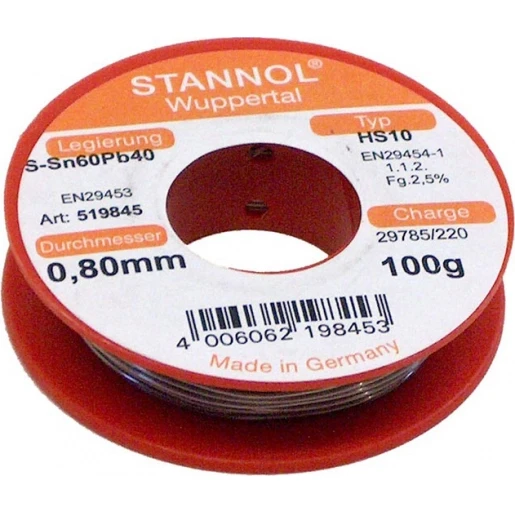 Stannol HS10 Soldeertin S-SN60PB40 519845 100g 0.8mm 99040521