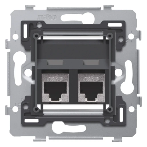 Niko 2 RJ45-aansluitingen STP cat. 6A klaar voor PoE++ schuine uitvoering