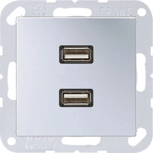 Jung A range afdekking a500 aluminium 2x usb MAA1153AL