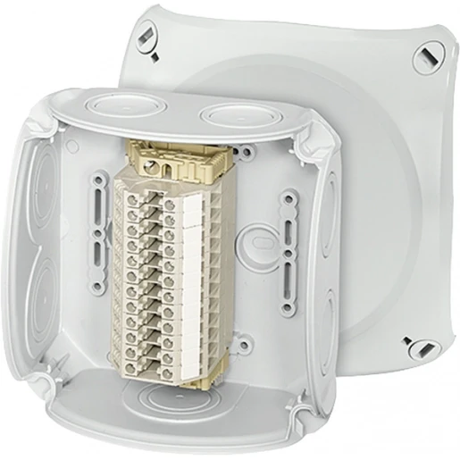 Hensel Kabeldoos IP66 met 12x Rijgklem 0,75-4mm² BM3 130x130x77 Grijs