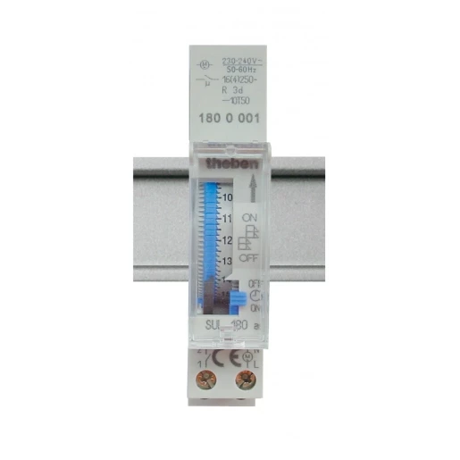 Theben Suleika Analoge schakelklok paneelbouw gangreserve AC/DC DIN-rail 16A 230V 1 kanaal 1800001
