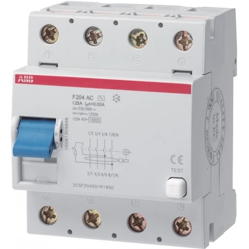 ABB System Pro M Compact Aardlekschakelaar nul aan de linkerkant 4p 125A 0.3A type A 2CSF204123R3950