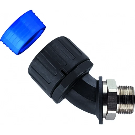 Hellermann Tyton KUNSTSTOF KOPPELING MET DRAAIEND BUITENDRAAD 45° IP68 Ø21MM M20