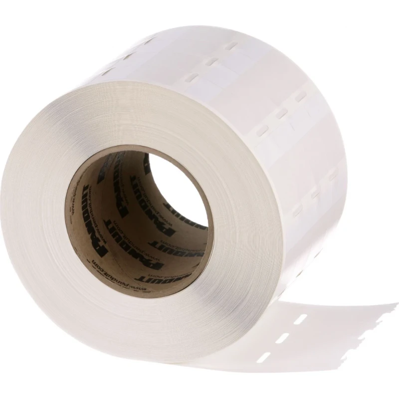 Panduit Thermtrans self-lam label vinyl 1.00" w x .75" h .25" poa clear/white 3" core