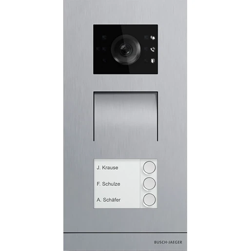 ABB Busch-Jaeger Welcome IP videobuitenpost rond + inductielus 3 beltoetsen RVS opbouw 2TMA130010X0021