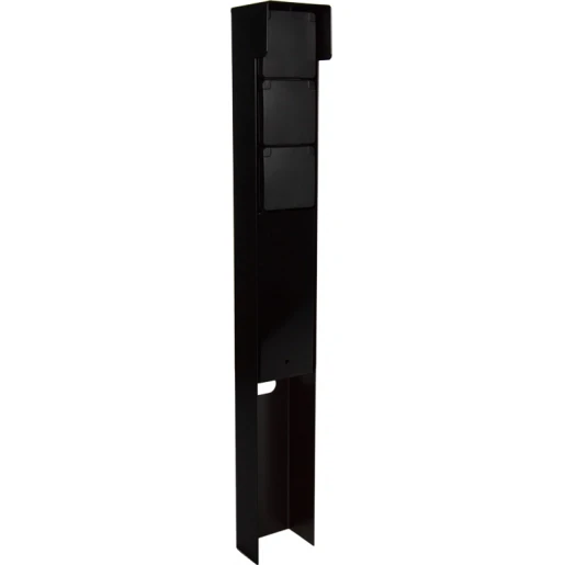 Glampère Pro+ Tuinpaal met kabeldoos afdekkap en installatiedraad 3 contactdozen Glanzend zwart IP55 NL6532ZR