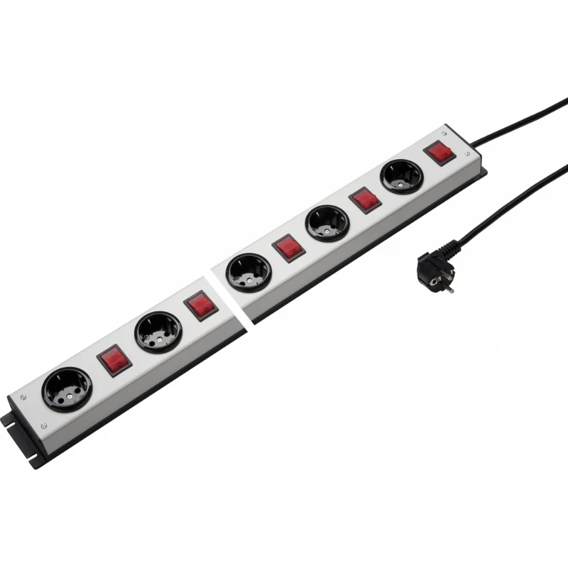 Martin Kaiser Contactdooscombinatie grijs-zwart 5RA 16A IP20 snoer 1.5m 1001ZL5/14L-SW3