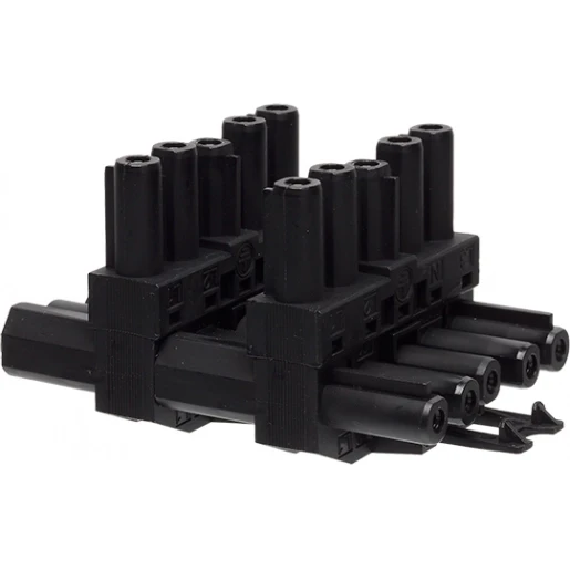 Adels SPLITTER 5-POLIG 1 IN 3 UIT ZWART