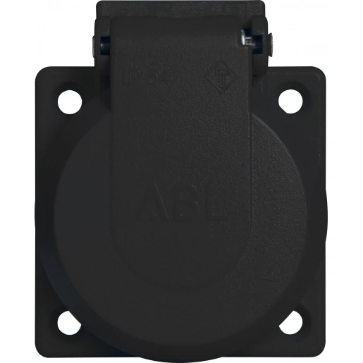 ABL Pro Line Wandcontactdoos flexibele aansluitingen 50 x 50 mm 250V 16A IP54 zwart 1661000