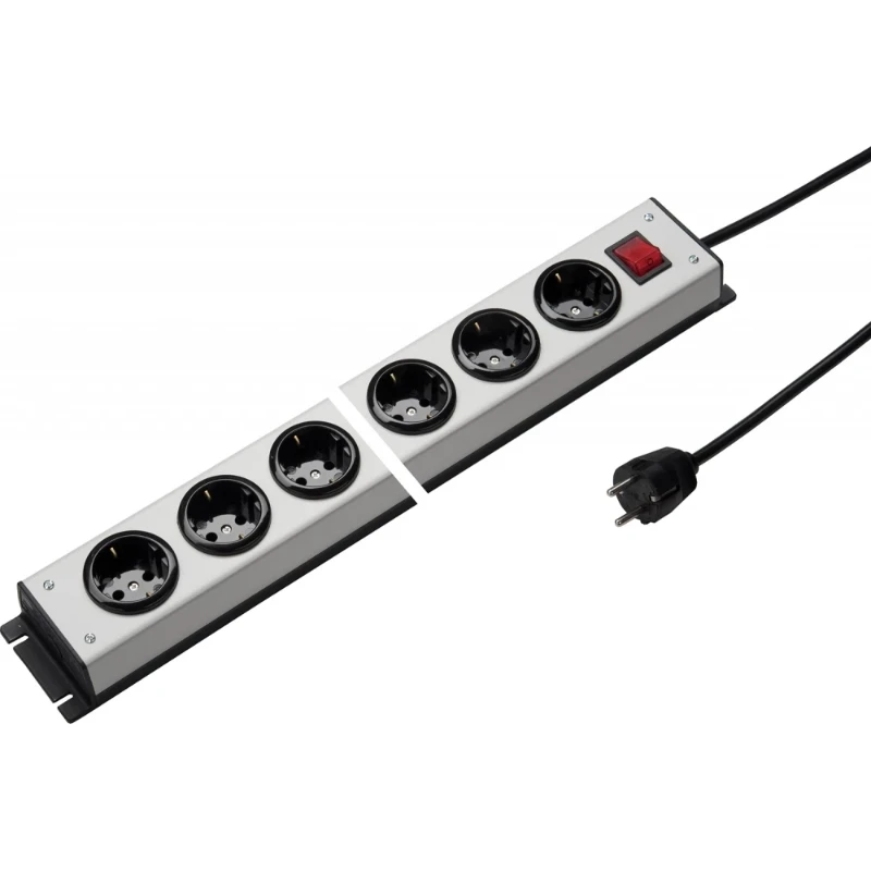 Martin Kaiser Contactdooscombinatie grijs-zwart 5RA 16A IP20 snoer 1.5m 1001ZL5L-SW15