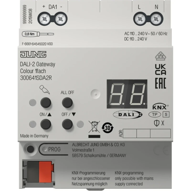 Jung KNX DALI-2 gateway Colour 1-voudig REG 4 TE Secure
