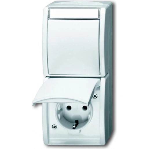 ABB Busch-Jaeger Ocean combinatie wandcontactdoos + ra wis opbouw wit IP44 2CKA001684A0327