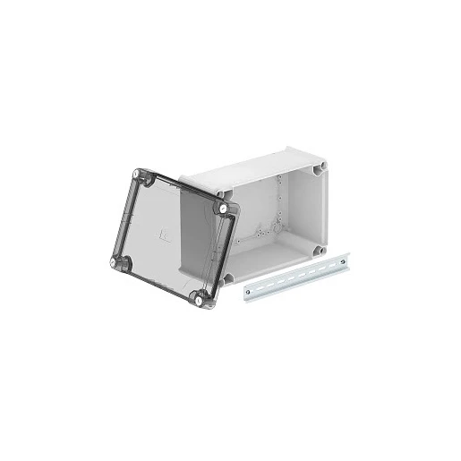 OBO KABELDOOS GESLOTEN MET HOGE TRANSPARANTE DEKSEL 285X201X139 LICHTGRIJ