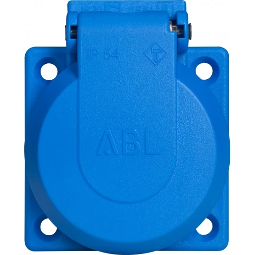 ABL Pro Line Wandcontactdoos flexibele aansluitingen 50 x 50 mm 250V 16A IP54 blauw 1661050