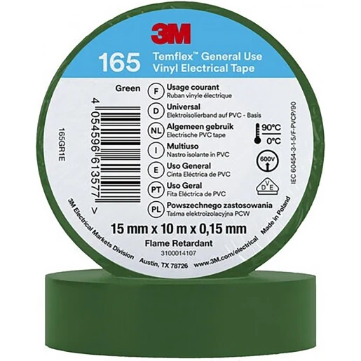 3M Vinyl isolatietape 165 Groen 15mm x 10m