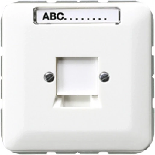 Jung CD range centraalplaat afdekking cd500 Modular-Jack 1 connector Met label wit 569-1NWE