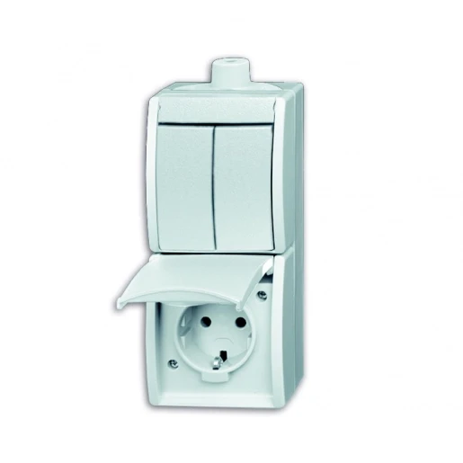 ABB Busch-Jaeger Ocean combinatie wandcontactdoos + ra serie opbouw wit IP44 2CKA001684A0328