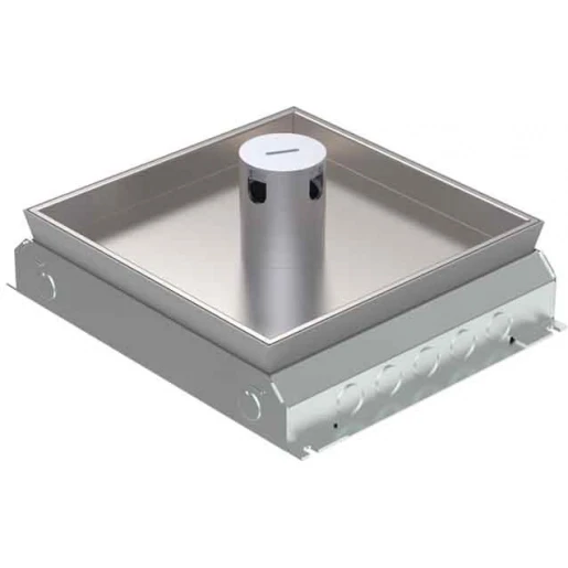 HPL vloerdoos instort 50mm 4xWCD + 6xDatasp.- RVS T25ZR IP54 deksel