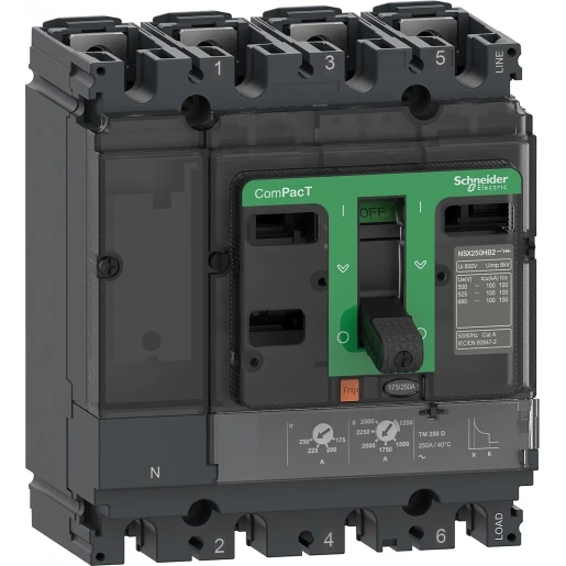 Schneider Electric NSX160B 25KA AC 4P4D 125A TMD