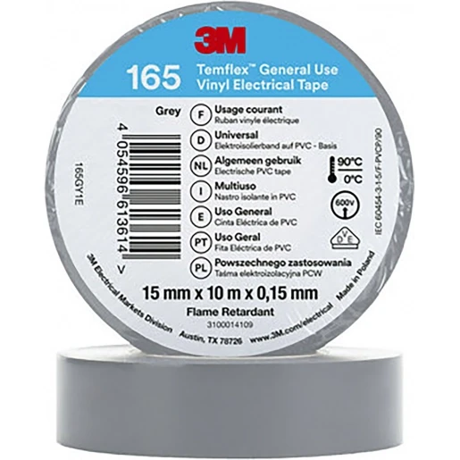 3M Vinyl isolatietape 165 Grijs 15mm x 10m