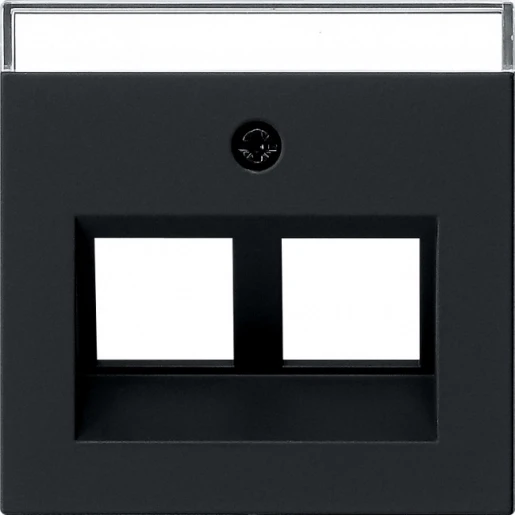 Gira System 55 afdekking 30° + tk voor draagring Modular-Jack Centraalplaat Met label zwart 2640005