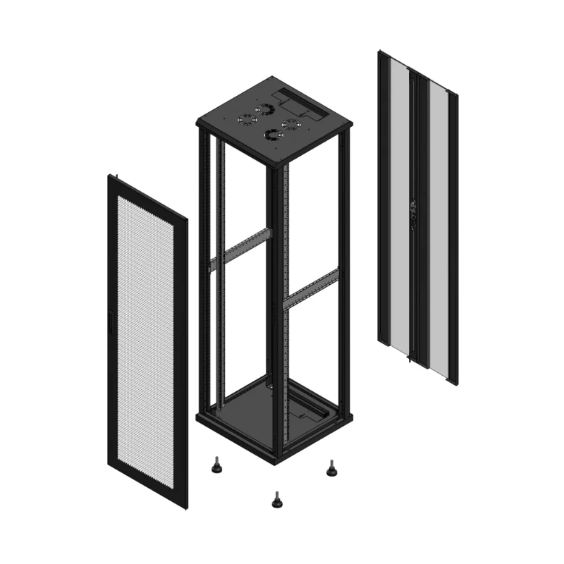 Gigamedia Vloer patchkast AV enkel PER AR dubbel VER EX 19" 42HE 600x600mm Zwart GGM 704266PPSPVDEX