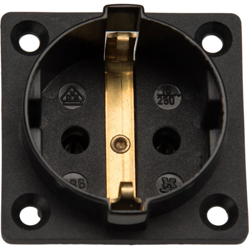 Martin Kaiser inbouw toestelcontactdoos pa penaarde 50 x 50 mm 250V 16A IP20 zwart 387/1/SW
