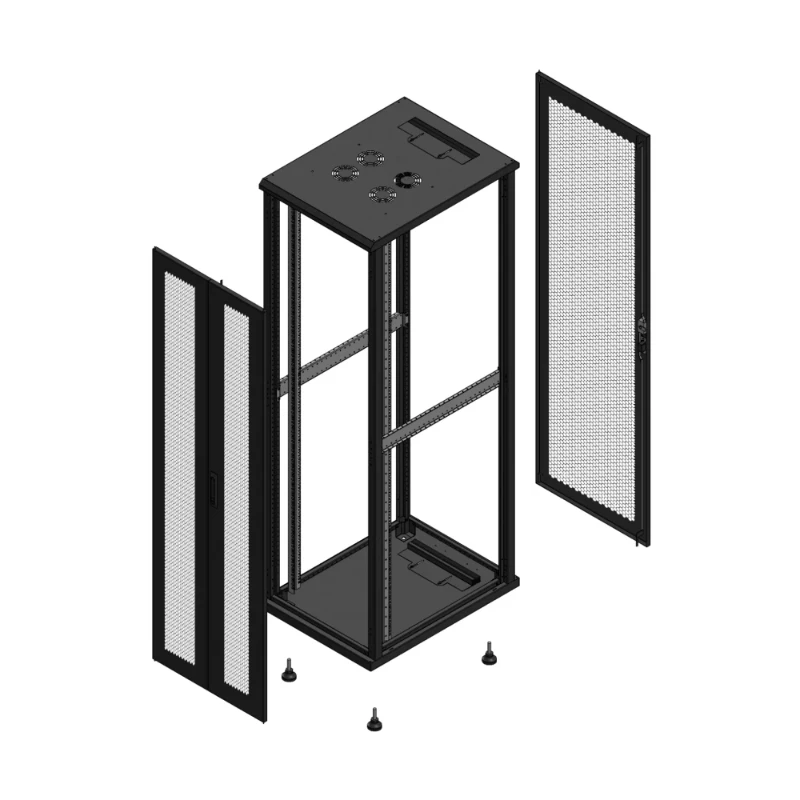 Gigamedia Vloer patchkast AV dubbel PER AR enkel PER EX 19" 42HE 600x800mm Zwart GGM 704268PPDPPSEX