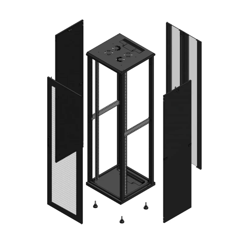 Gigamedia Vloer patchkast AV enkel PER AR dubbel VER 19" 42HE 600x600mm Zwart GGM 704266PPSPVD