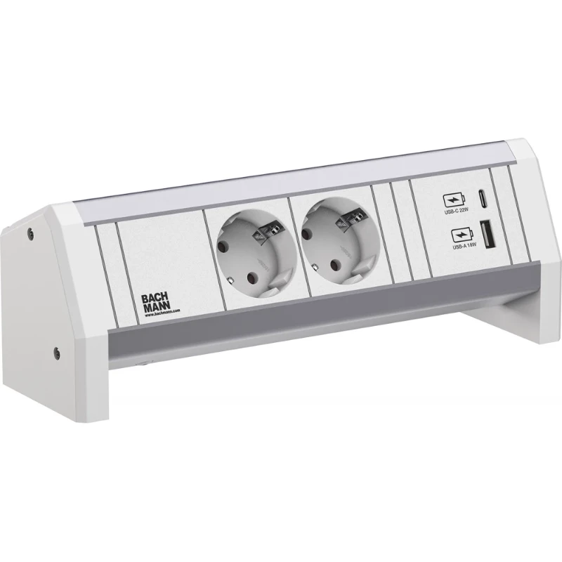 Bachmann Desk 1 2x 230V RA + USB A/C charger 22W GST in/uit wit