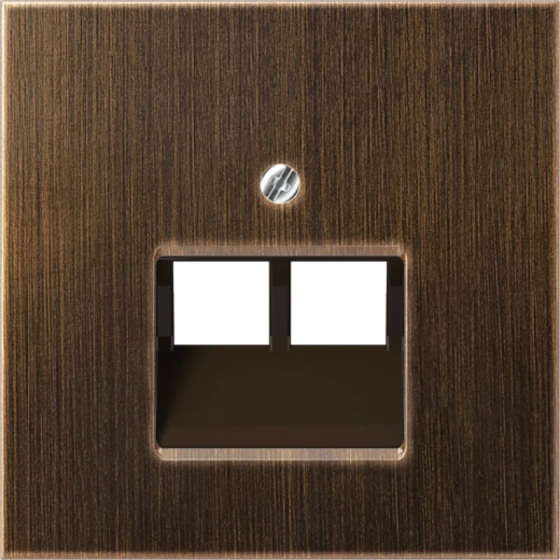 Jung LS range centraalplaat- (onderdeel) afdekking antiek UAE/IAE 2 connectoren MetaalZonder label messing ME2969-2UAAT