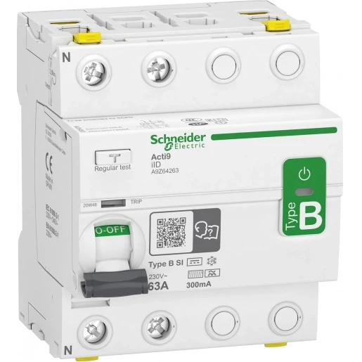 Schneider Electric Acti9 iID Aardlekschakelaar SI 2p 63A 0.3A type B A9Z64263