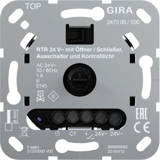 Gira RTR 24 V verbreekc./maakc. uit + ctrl.l. Basiselement