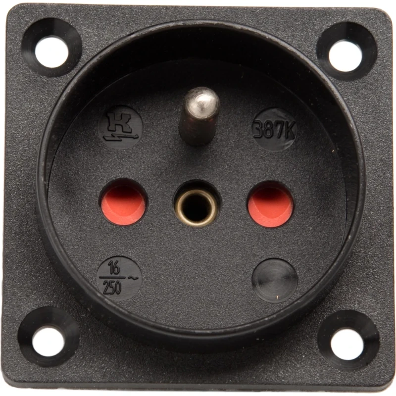 Martin Kaiser Inbouw toestelcontactdoos penaarde shutter 50 x 50 mm 250V 16A IP20 zwart 387K/1/SW