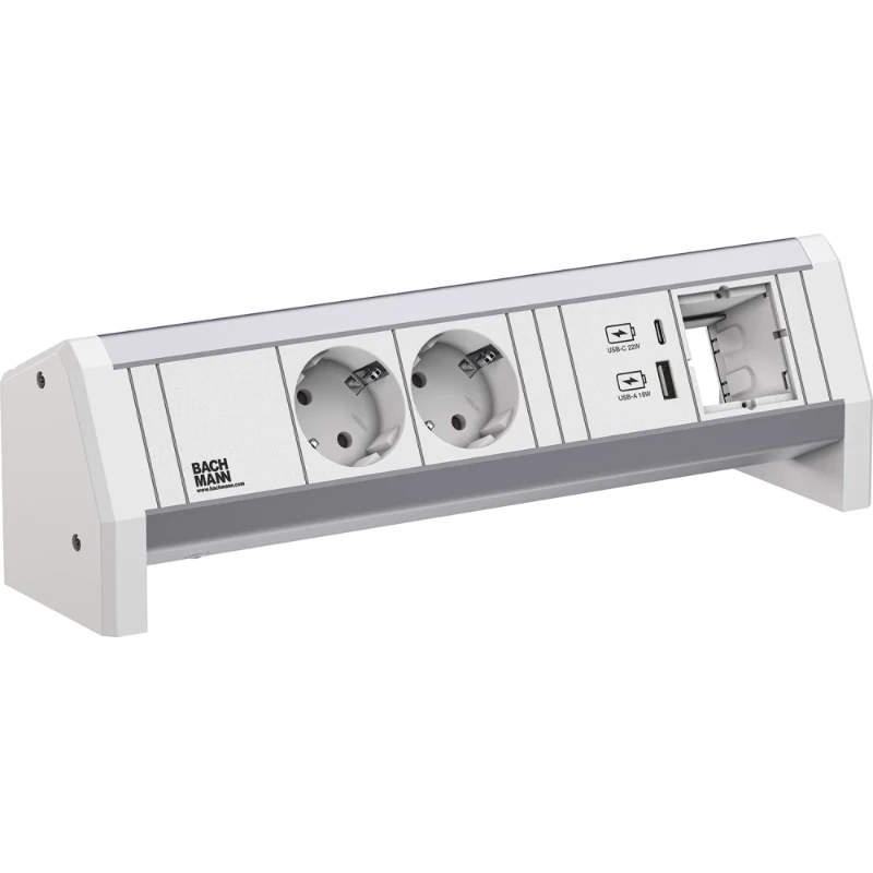 Bachmann Desk 1 2x 230V RA + USB A/C charger + 1x blind GST in/uit wit