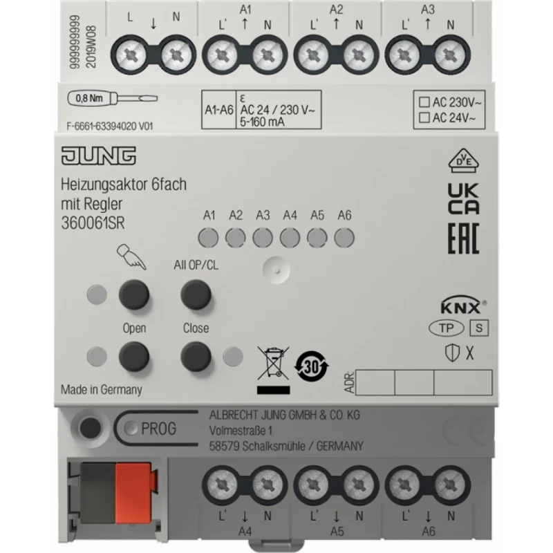 Jung KNX Verwarmingsactor 6-voudig met regelaar REG 4 TE Secure